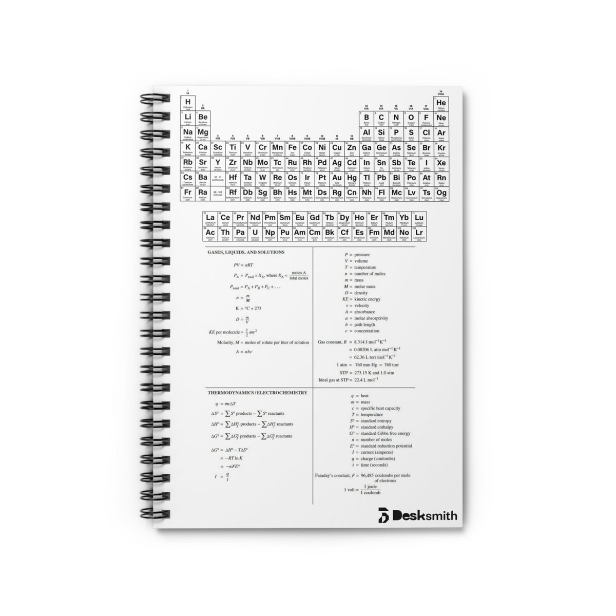Periodic Table Chemistry Spiral Notebook — Ruled