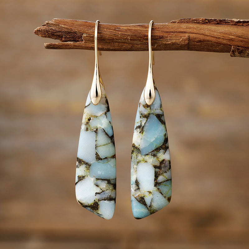 Bohemian Emperor Stone Geometric Pendant Earrings