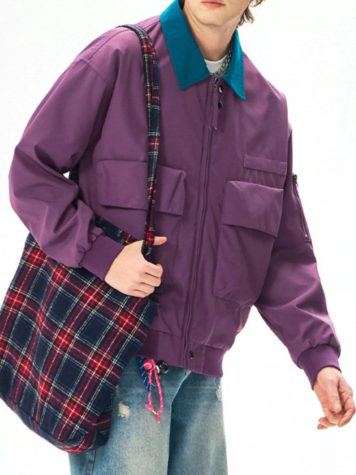 Men's Plus Size Zip Up Casual Bomber Jacket