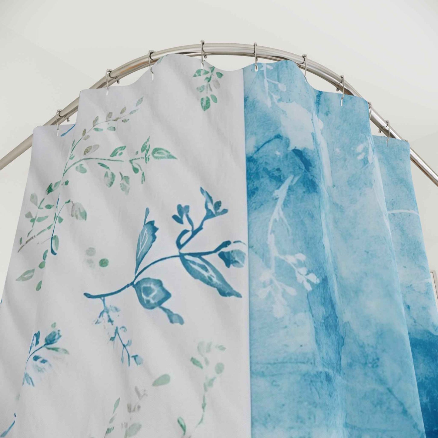 Blue Watercolor Floral Shower Curtain – Premium Poly-Blend