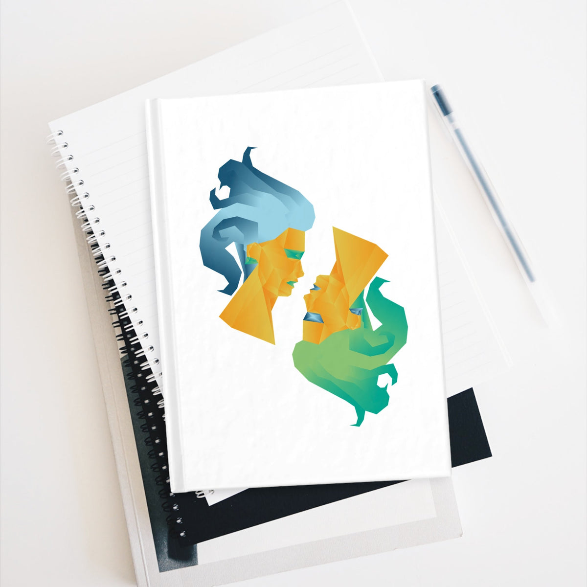Gemini Zodiac | Colorful Geometric Portrait Notebook - Blank