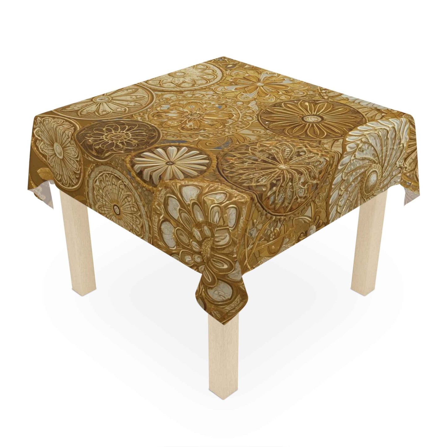Elegant Gold Floral Tablecloth – Luxurious Boho Spring Event Decor