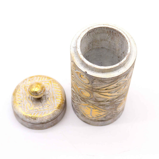 Handcrafted White & Gold Trinket Jar – Elegant Decor Accent
