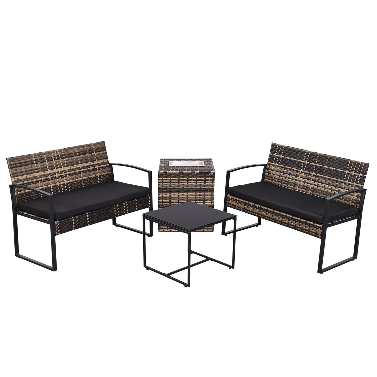 Ainfox 4 Pieces Outdoor Patio Furniture Sets Rattan Chair Wicker Set Outdoor Indoor Use Backyard Porch Garden Poolside Balcony Furniture