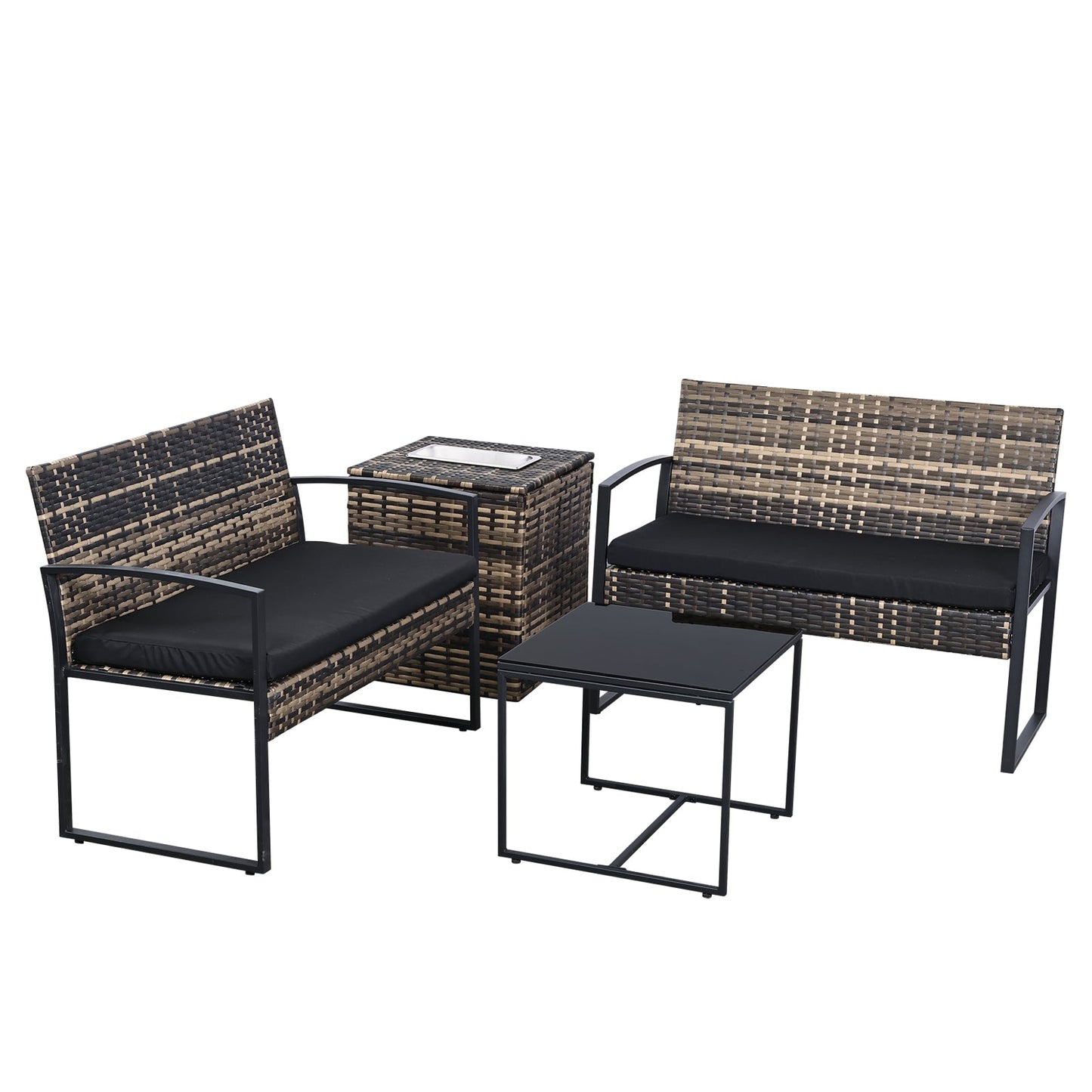 Ainfox 4 Pieces Outdoor Patio Furniture Sets Rattan Chair Wicker Set Outdoor Indoor Use Backyard Porch Garden Poolside Balcony Furniture