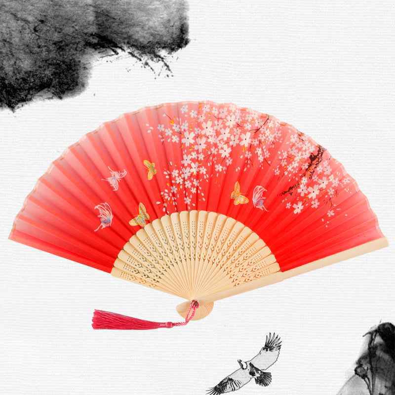 Summer Festival Peacock Print Kimono Cardigan and Bamboo Folding Fan Bundle