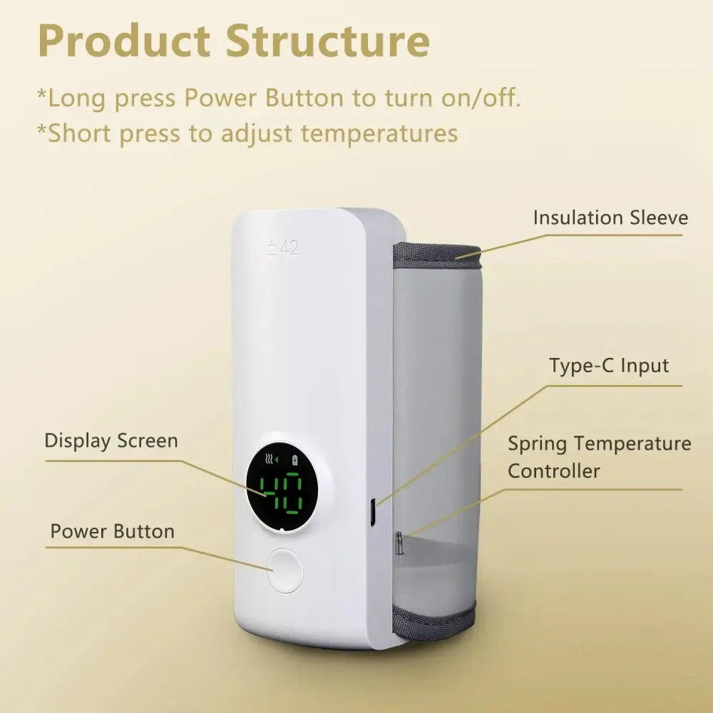 Portable Usb Baby Bottle Warmer with 6 Digital Heat Levels