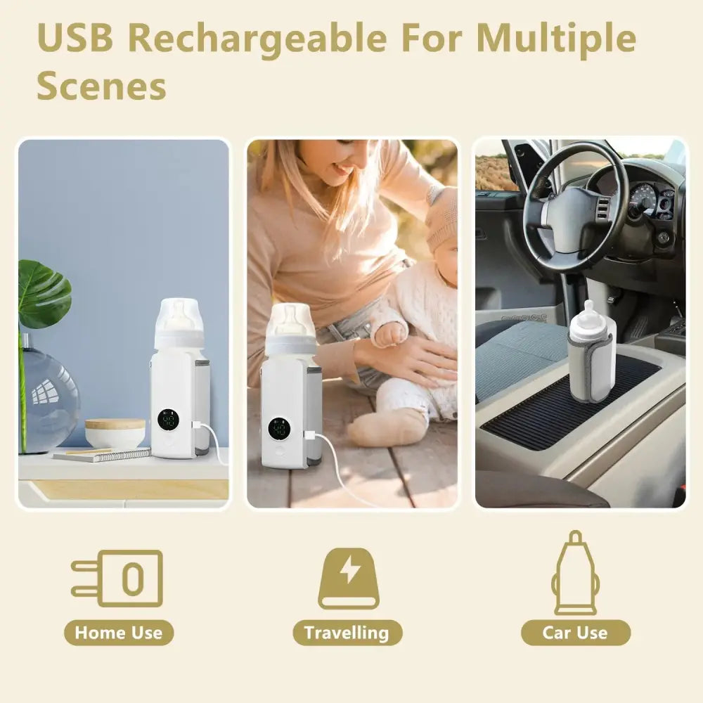 Portable Usb Baby Bottle Warmer with 6 Digital Heat Levels
