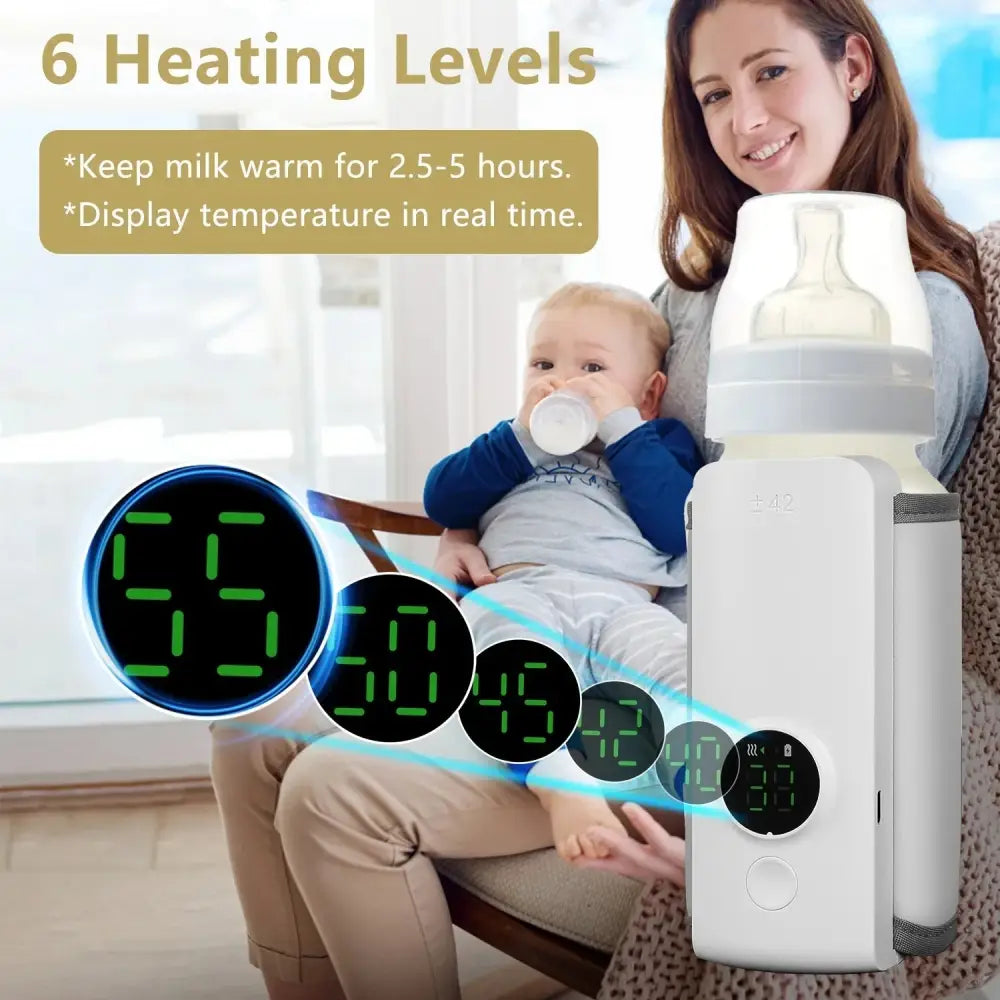 Portable Usb Baby Bottle Warmer with 6 Digital Heat Levels