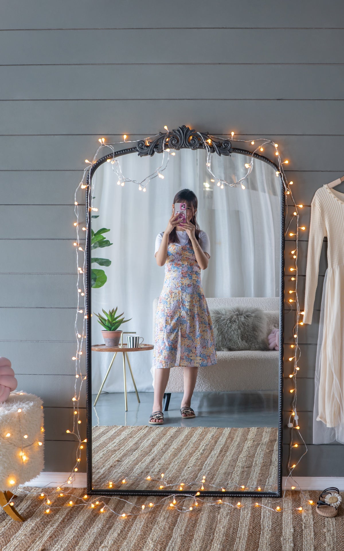 Full Length Mirror with Faux Wooden Frame