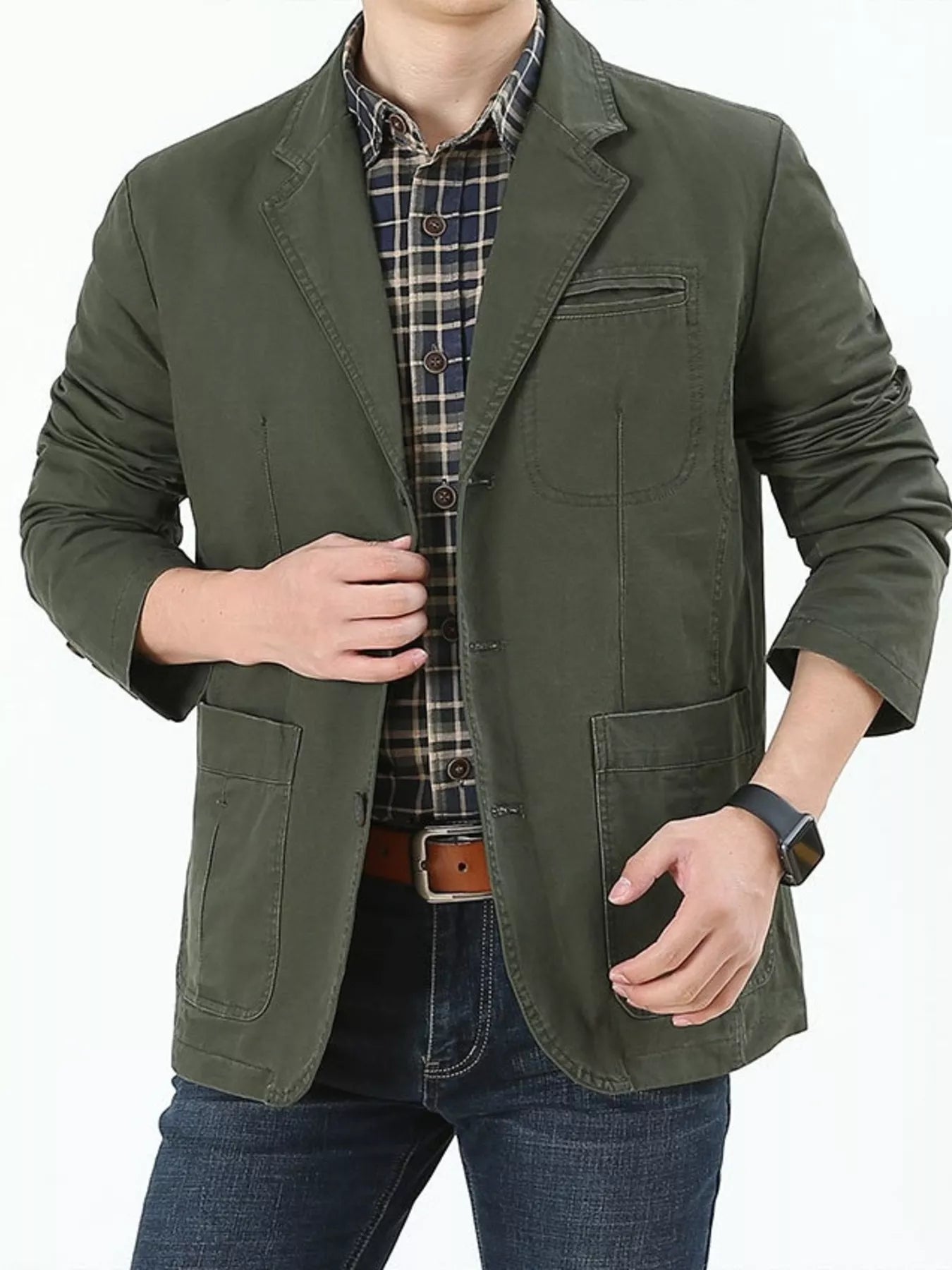 Men's Plus Size Button Up Lapel Collar Blazer
