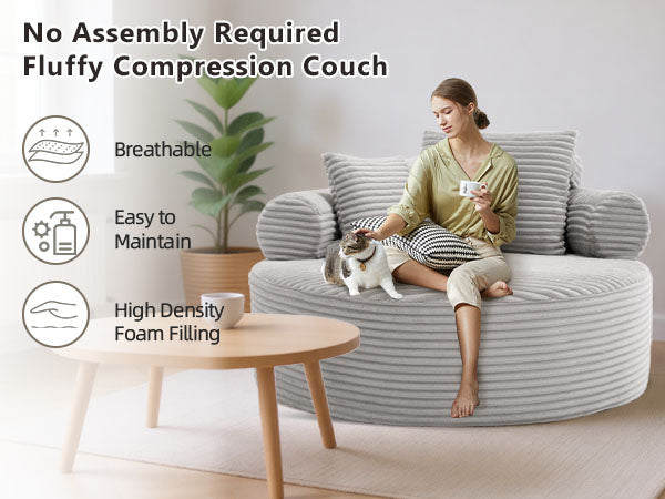 Round Sofa Bed with Memory Foam Sectional Couches