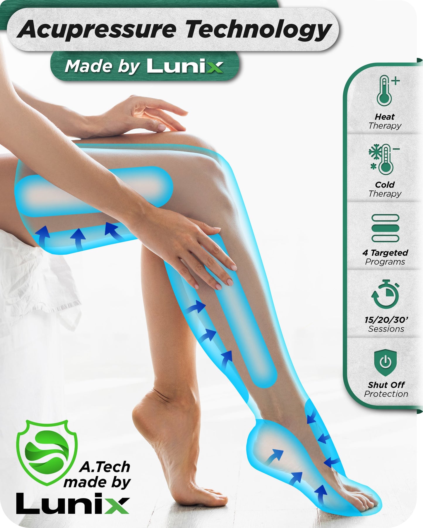 LX10 Full Leg Compression Massager Upgraded, Forest Green