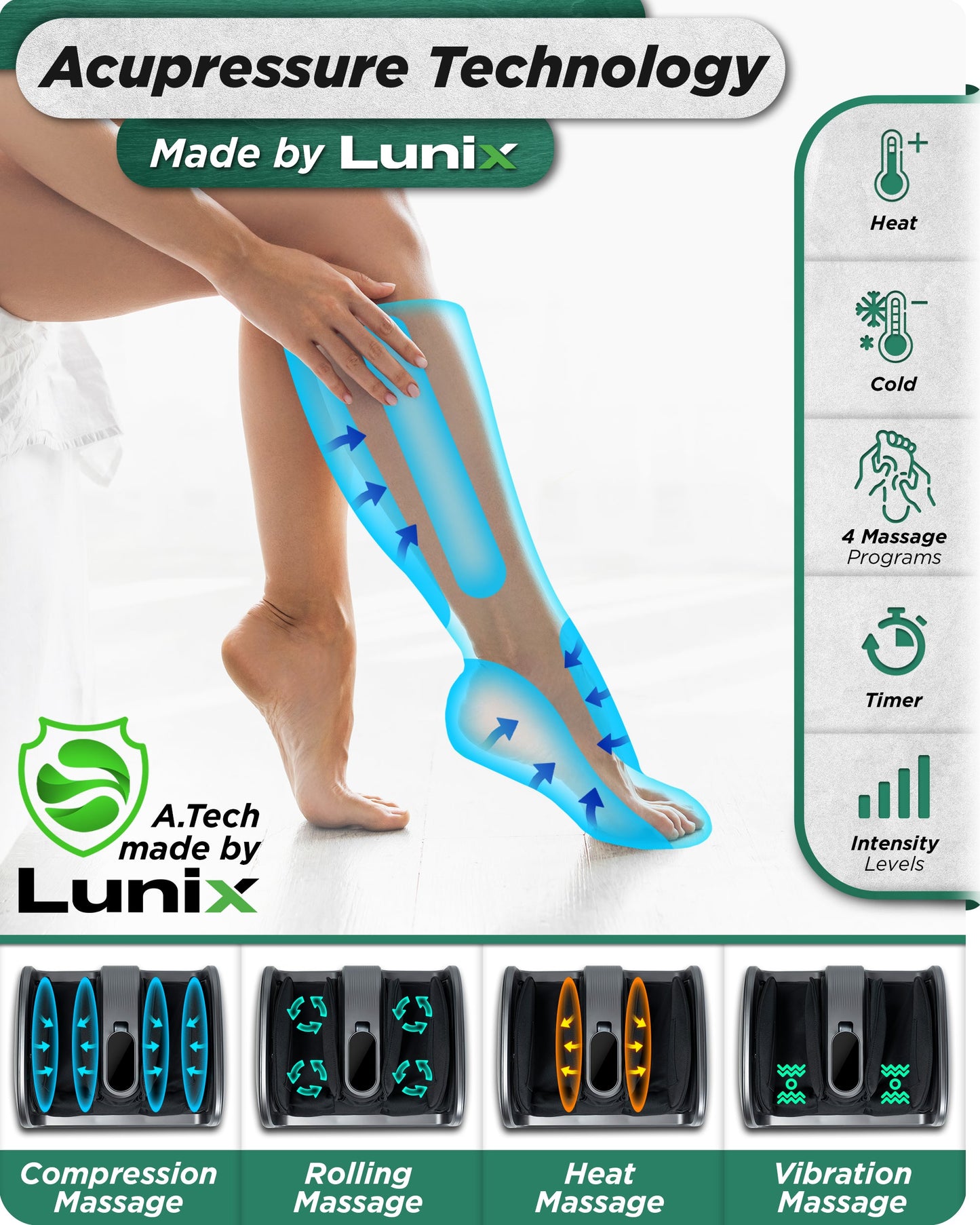 LX21 Foot and Calf Massager with Remote, Neuropathy & Plantar Fasciitis Relief, Granite Gray