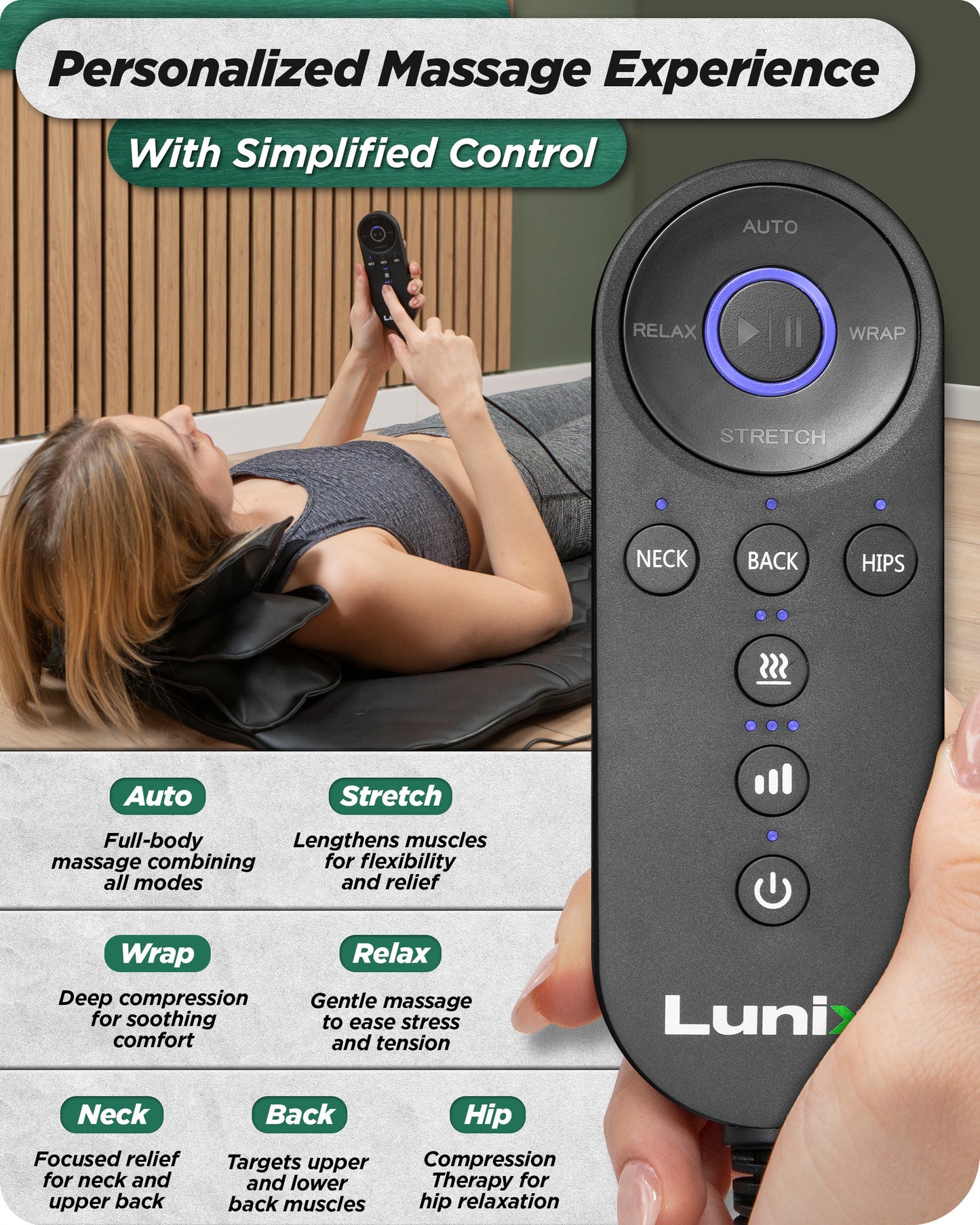 LX27 Stretching Mat Massager, Charcoal Black