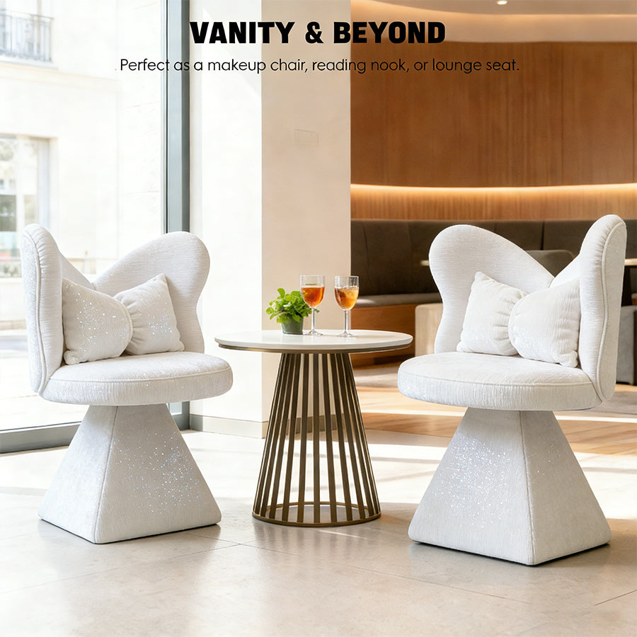 Vanity Chair with Butterfly Back and Swivel Function