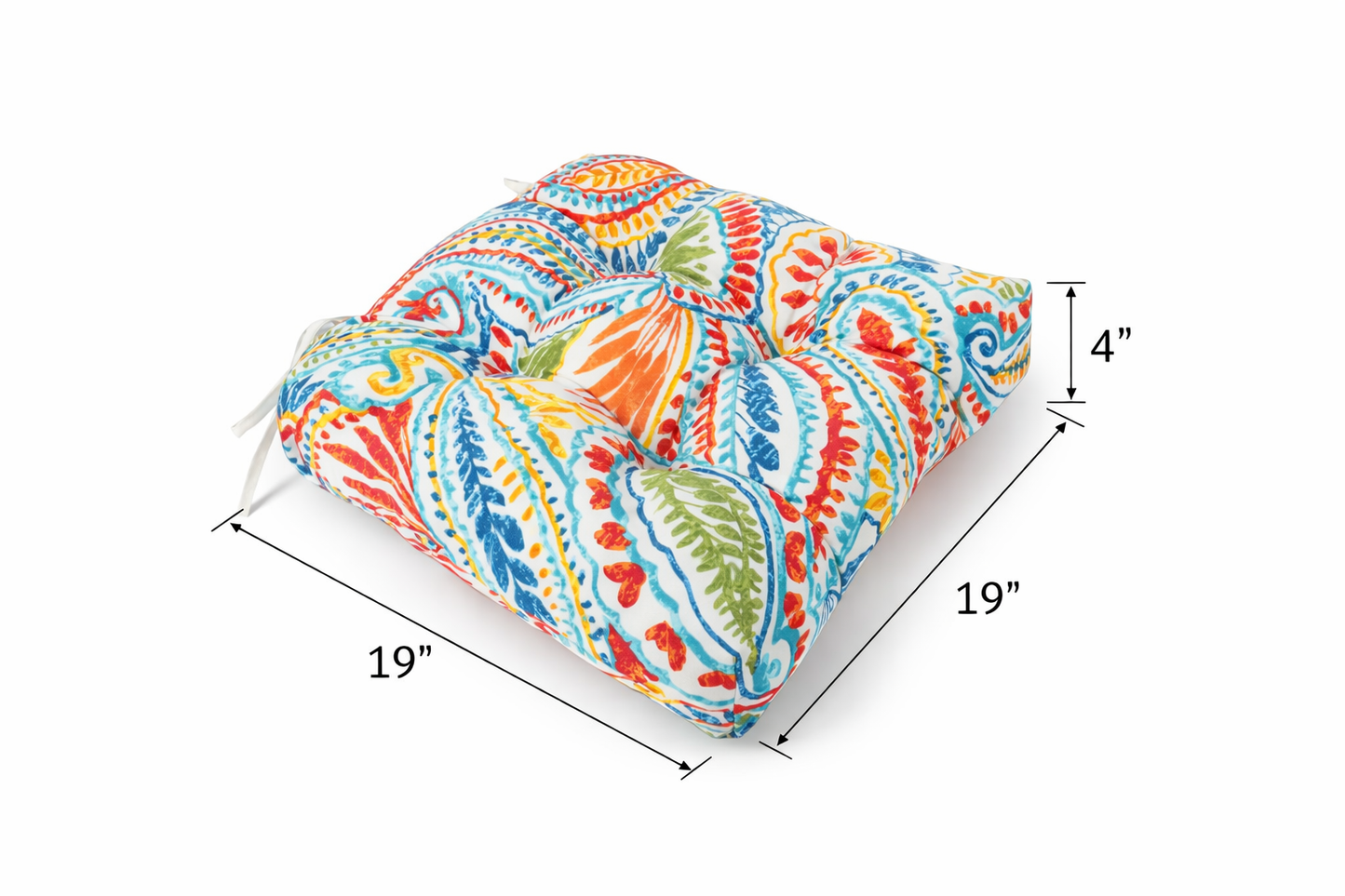 Outdoor Chair Cushions Set of 2 - 19 x 19 x 4 Inch Tufted Seat Cushions