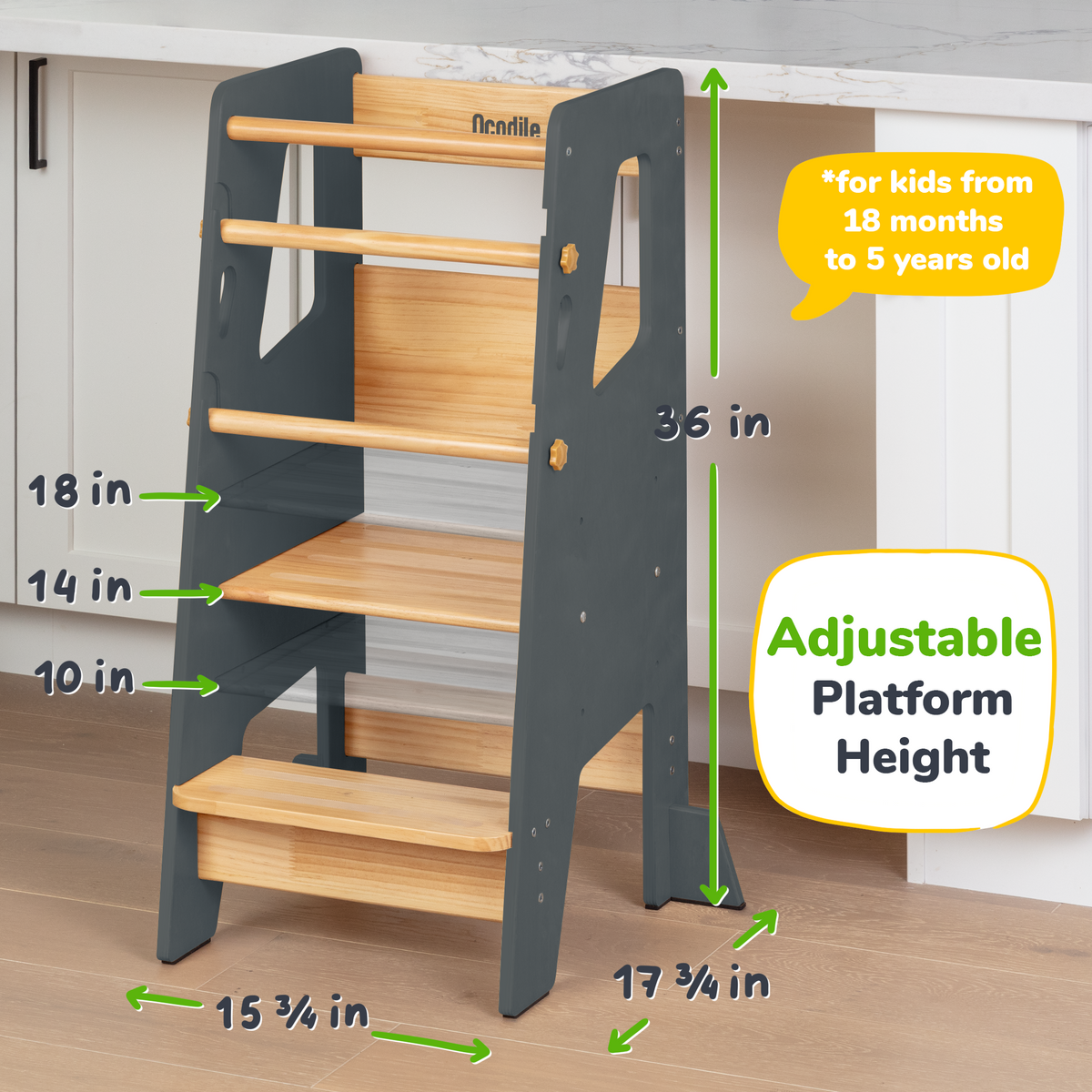 Montessori Toddler Tower - Adjustable Kitchen Stool Helper