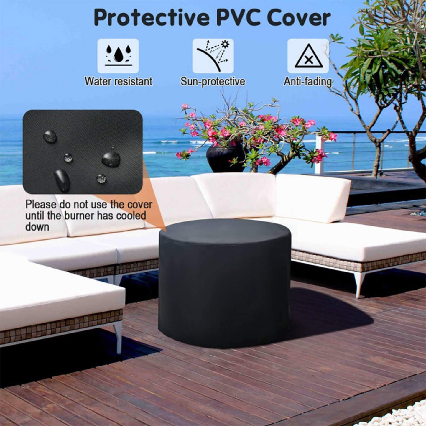 30-Inch 30K BTU Premium Outdoor Patio Gas Fire Pit Table With Fire Glass And Cover (SAK17432)