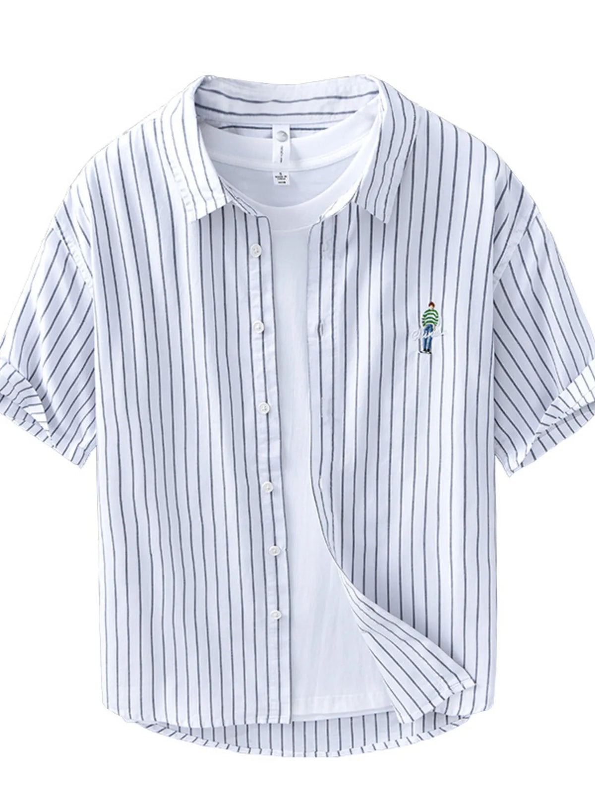 Men's Plus Size Striped Button Up Long Sleeve Shirt