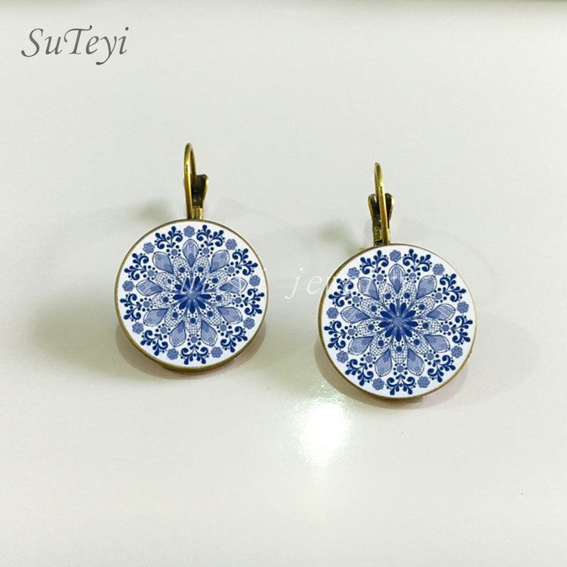 Charm Henna Yoga Amulet Mandala Earrings – Bohemian Drop Earrings