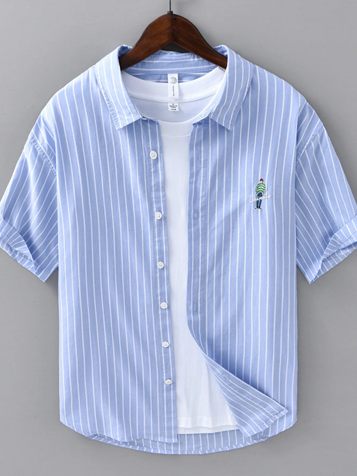 Men's Plus Size Striped Button Up Long Sleeve Shirt