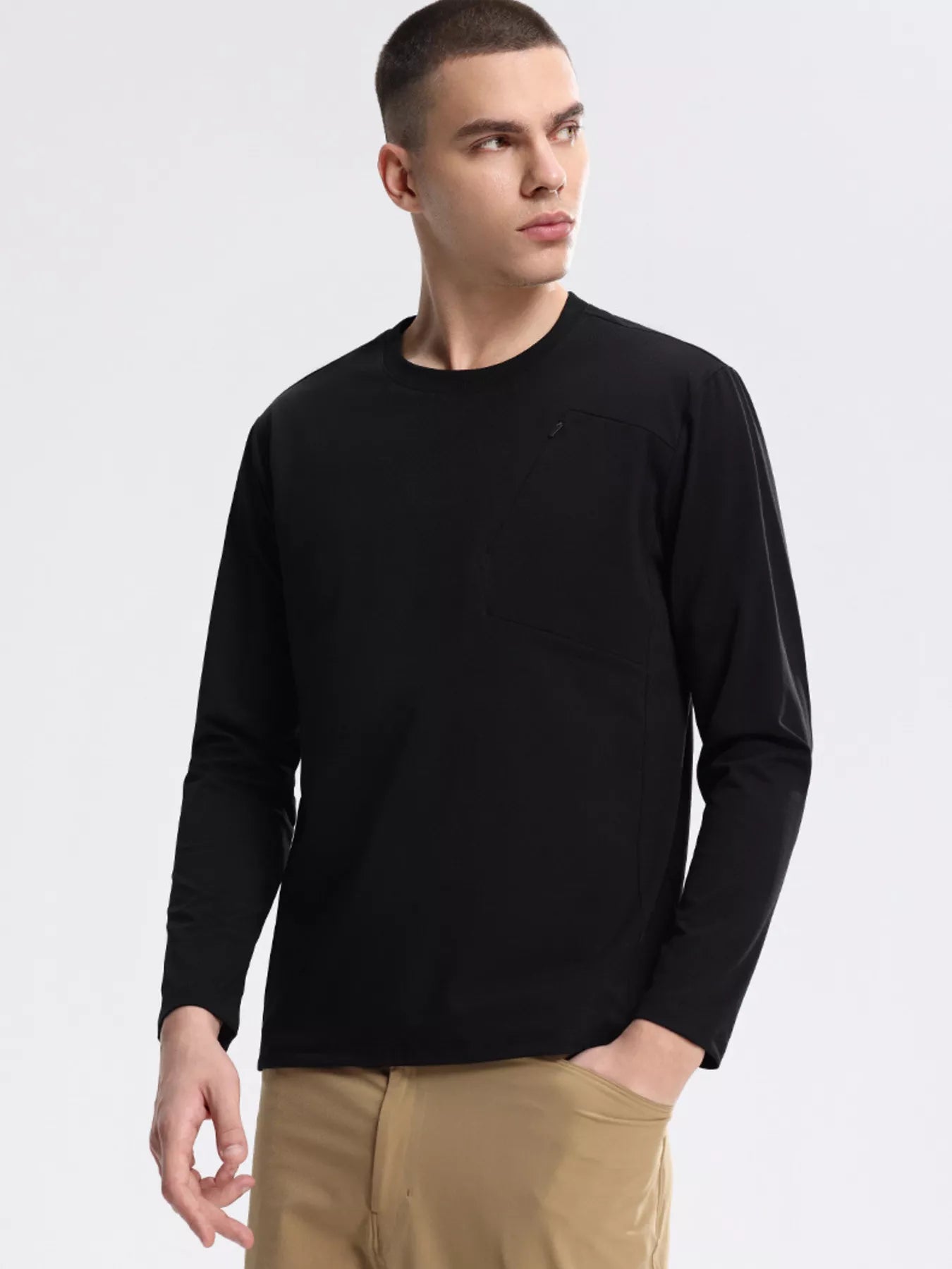 Men's Plus Size Casual Long Sleeve Active Sweatshirt with Zipper Pocket