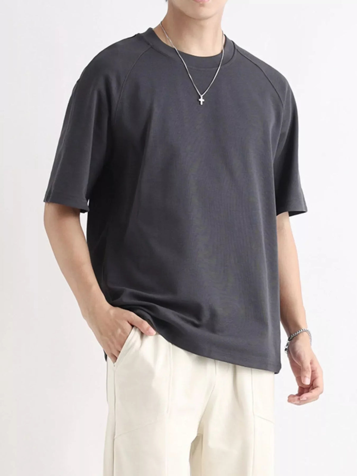 Men's Plus Size Relaxed Fit Solid Color T-Shirt