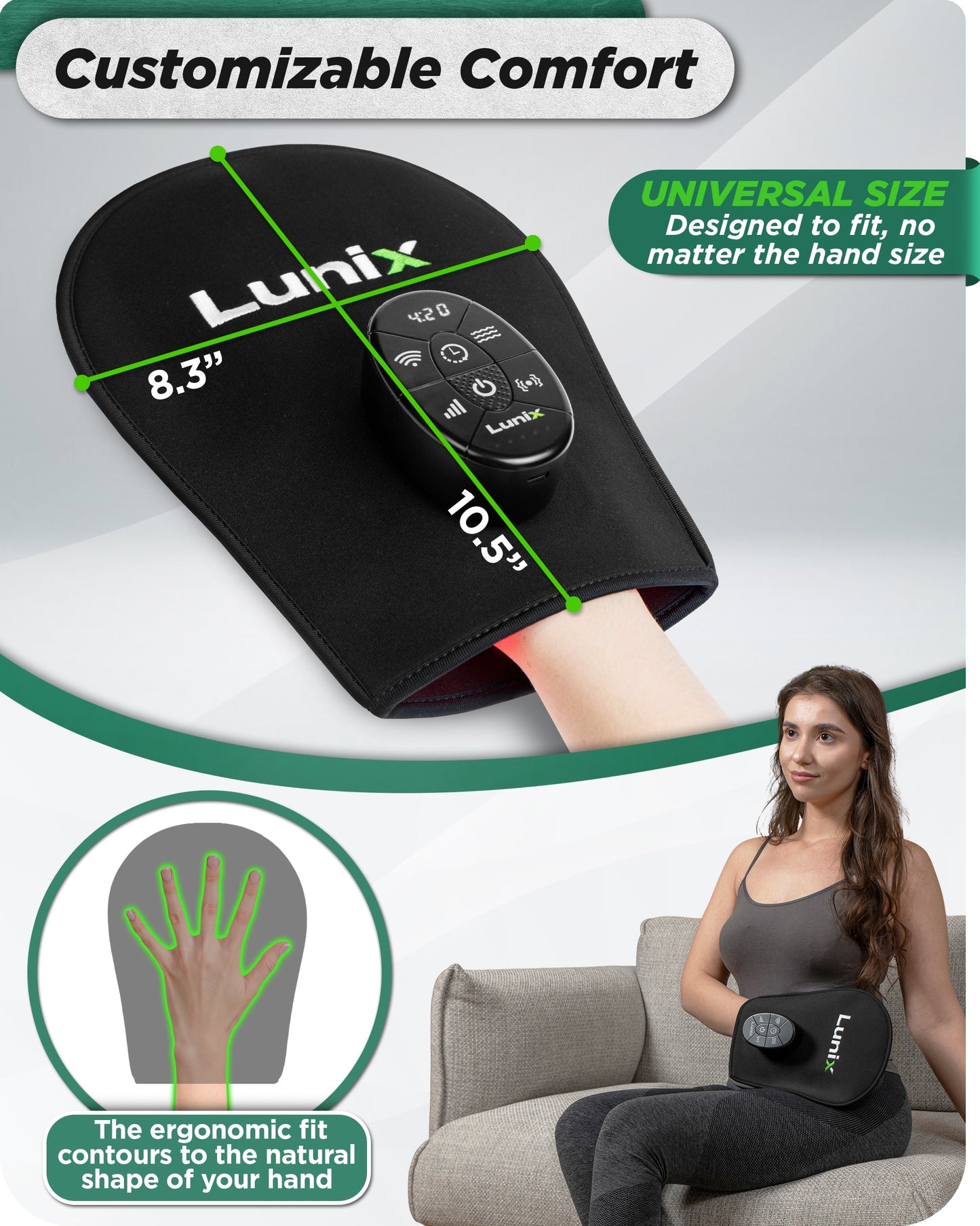 LX23 Red Light Therapy for Hand, Charcoal Black