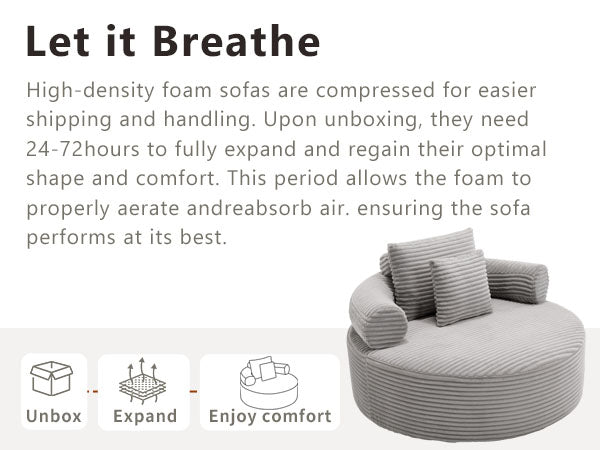 Round Sofa Bed with Memory Foam Sectional Couches