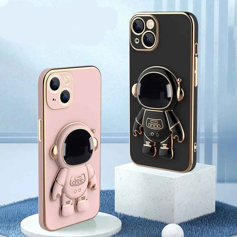 3d Astronaut Electroplated Anti-drop Phone Case with Stand