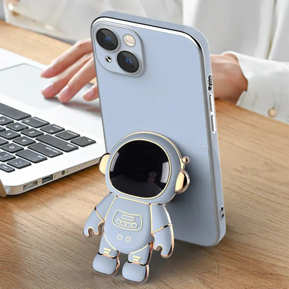 3d Astronaut Electroplated Anti-drop Phone Case with Stand