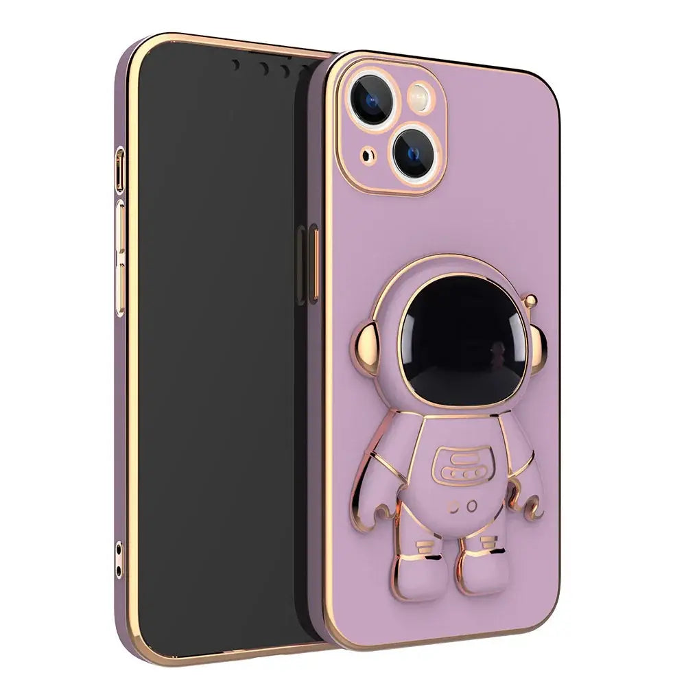 3d Astronaut Electroplated Anti-drop Phone Case with Stand