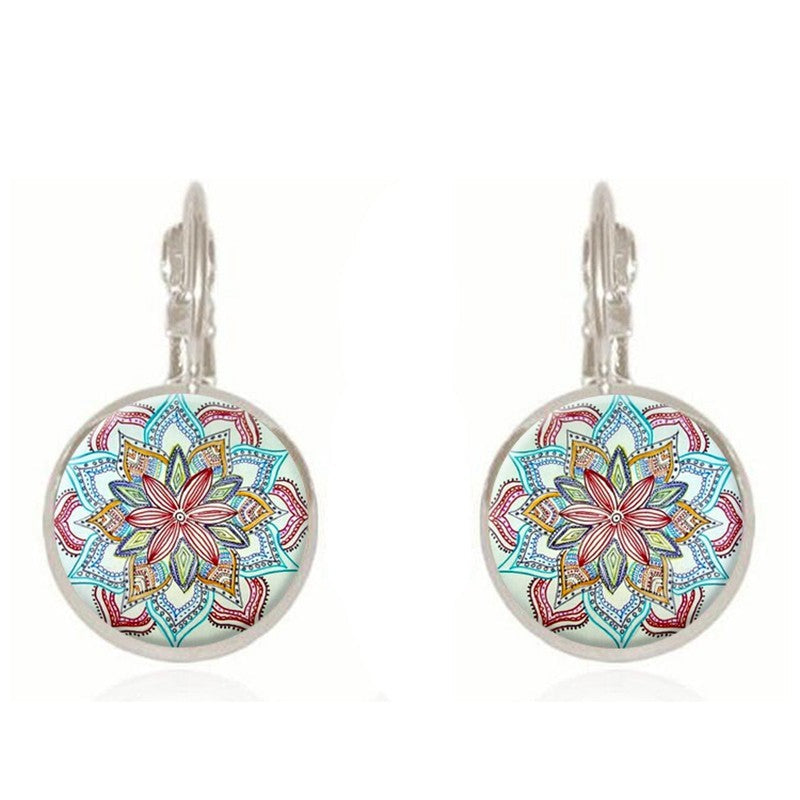 Charm Henna Yoga Amulet Mandala Earrings – Bohemian Drop Earrings
