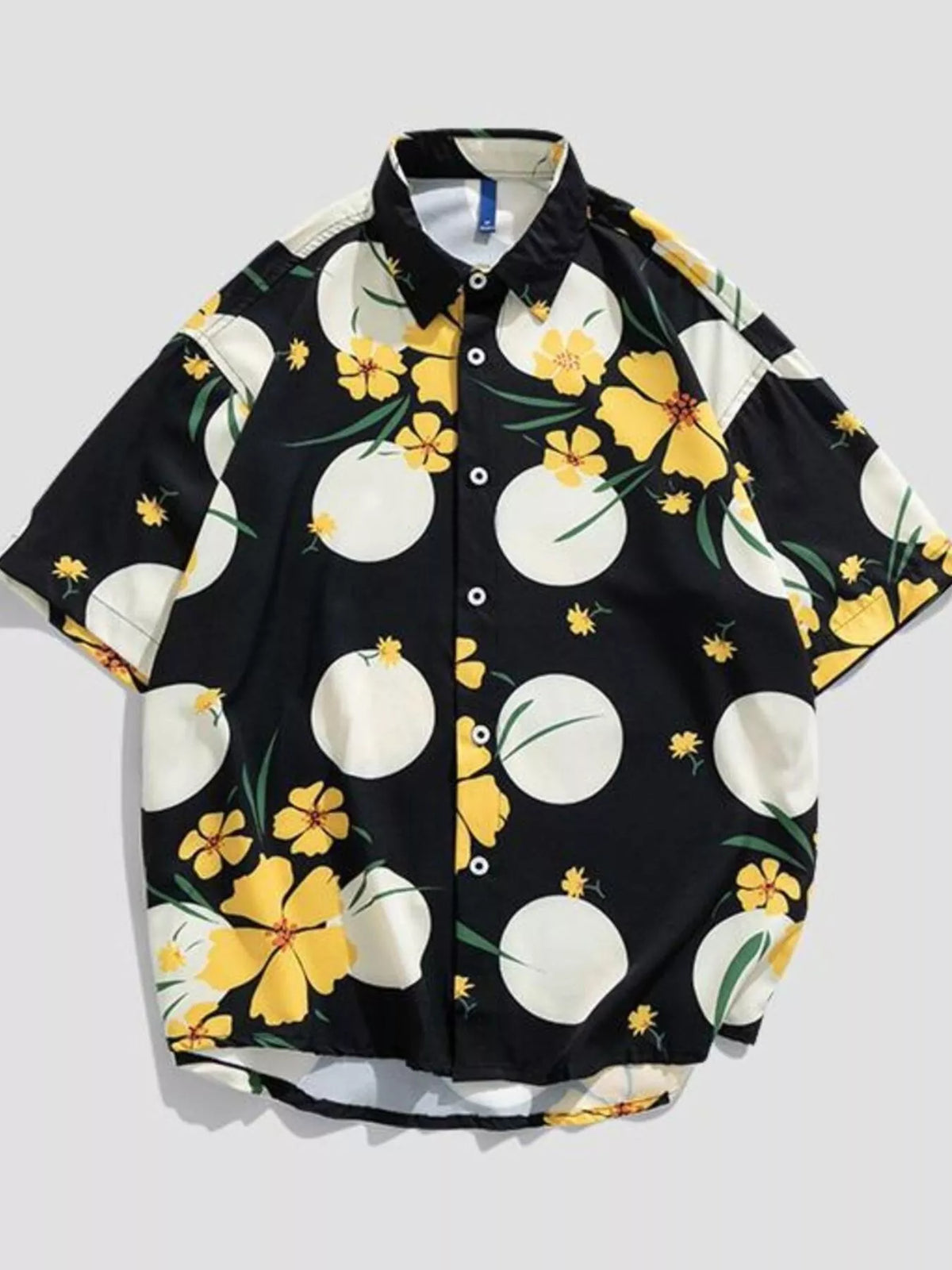 Men's Plus Size Tropical Print Short Sleeve Button-Up Shirt