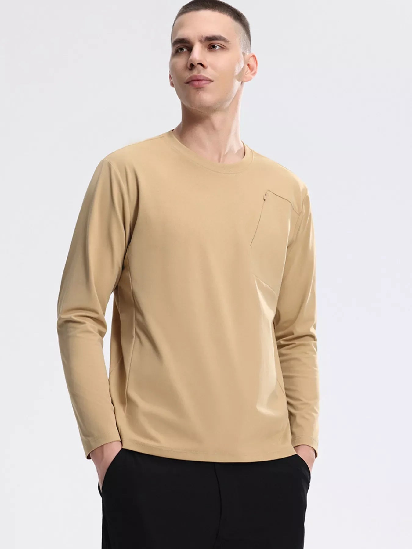 Men's Plus Size Casual Long Sleeve Active Sweatshirt with Zipper Pocket