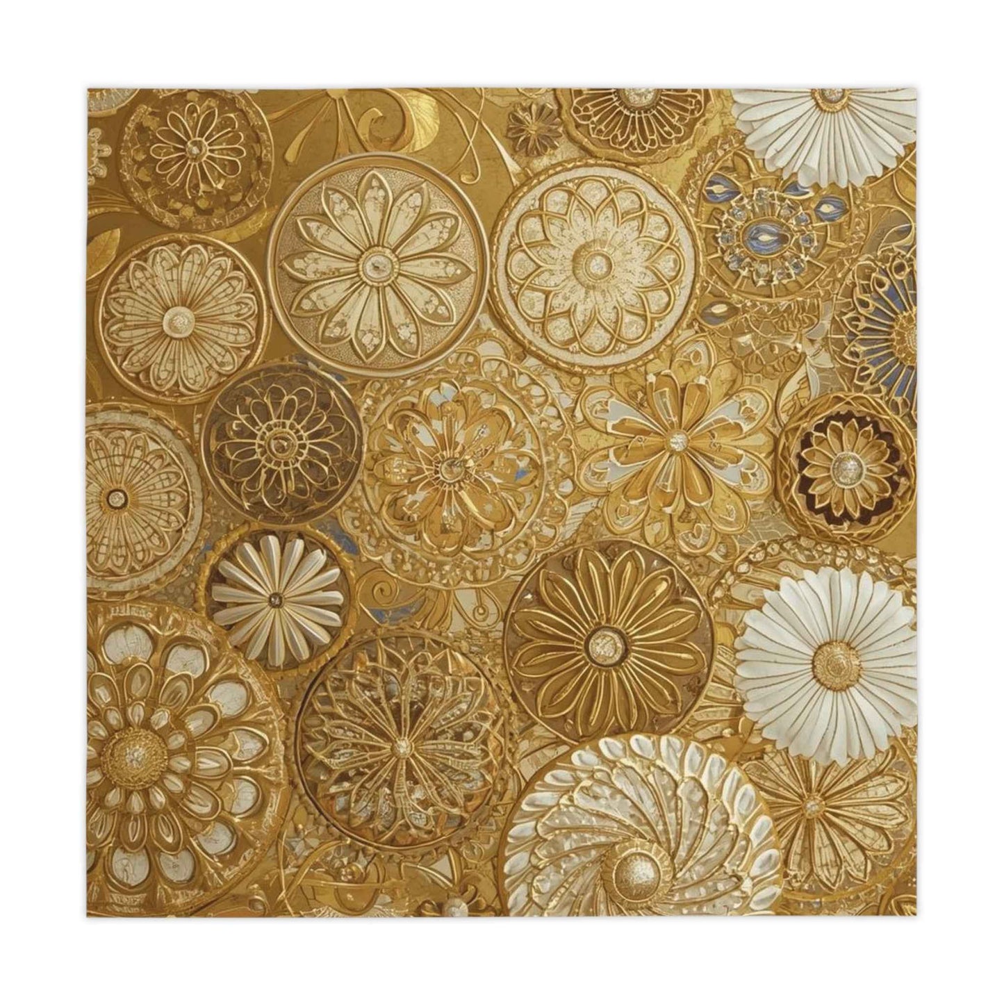 Elegant Gold Floral Tablecloth – Luxurious Boho Spring Event Decor