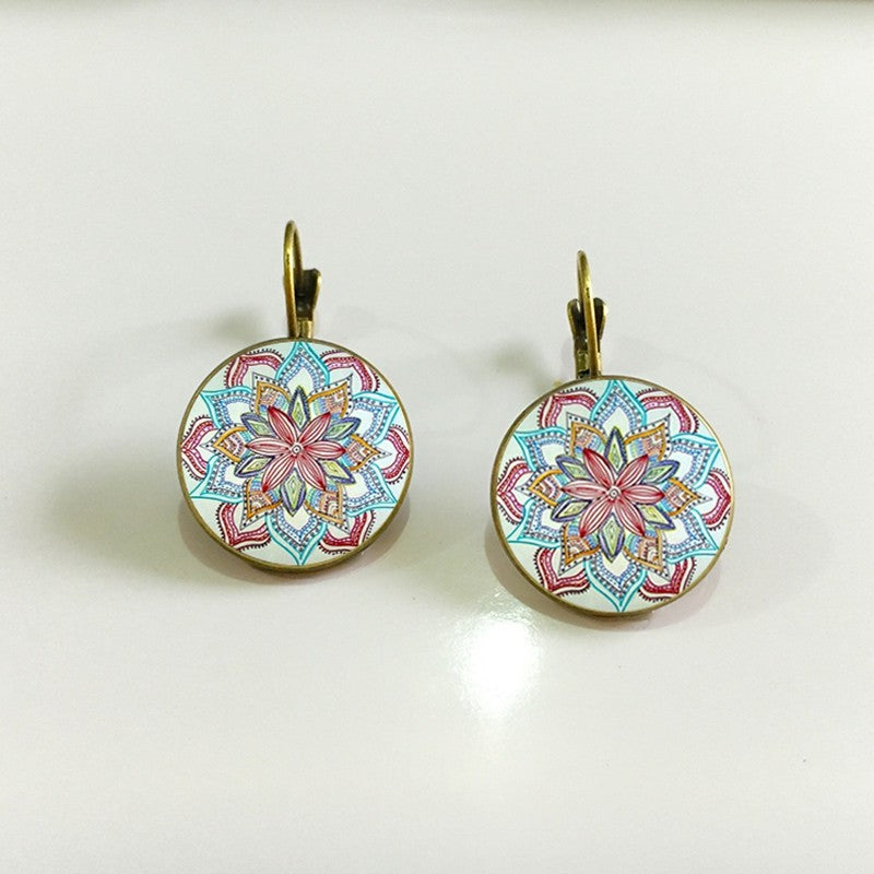 Charm Henna Yoga Amulet Mandala Earrings – Bohemian Drop Earrings