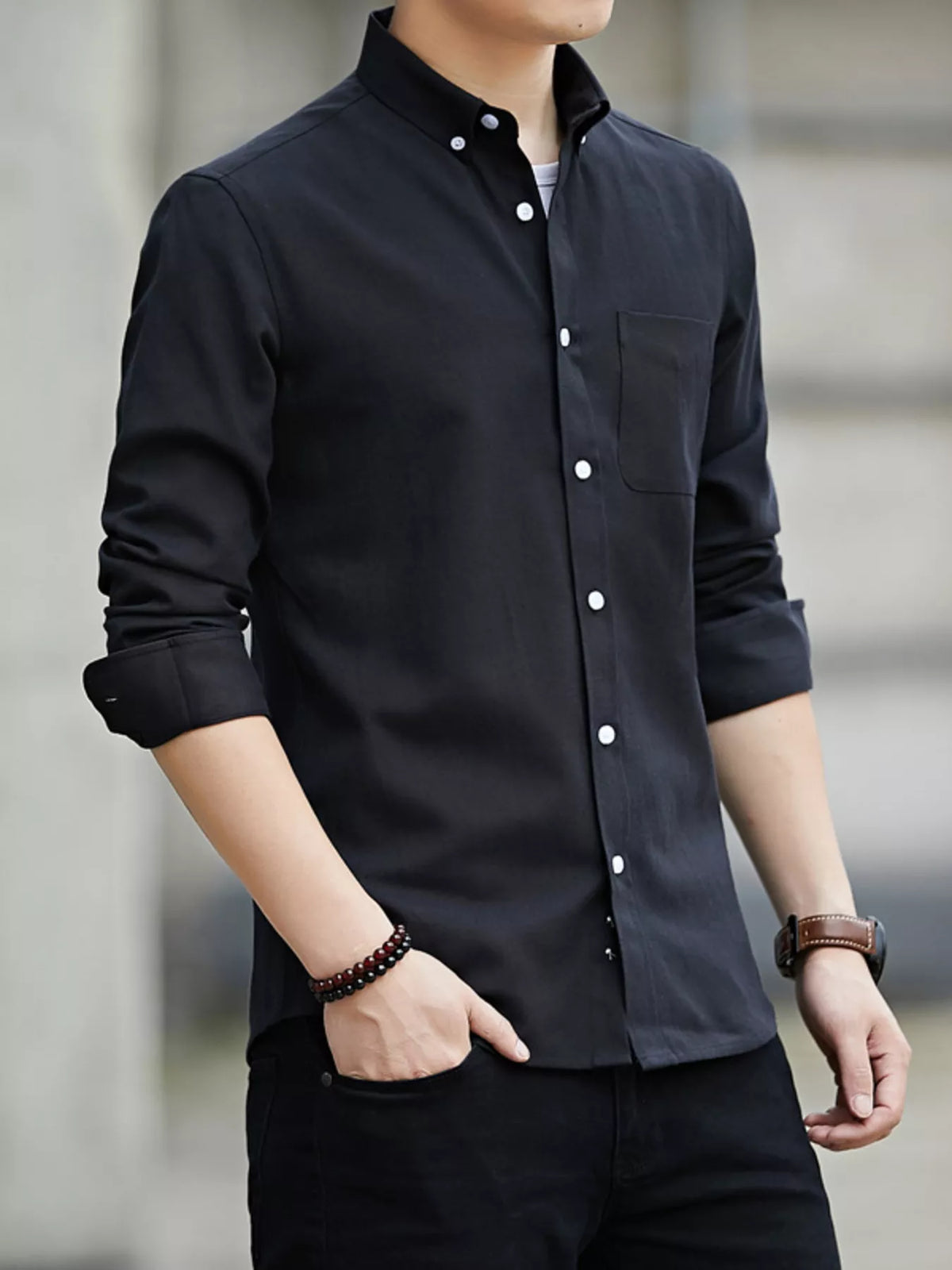 Men's Plus Size Casual Long Sleeve Shirt