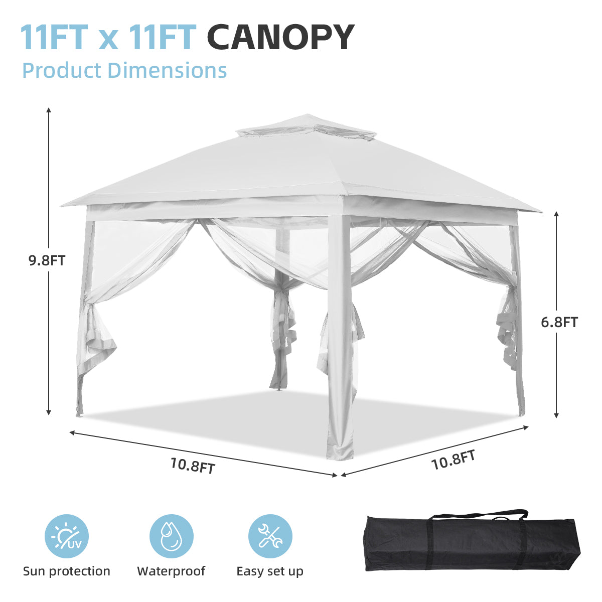 Ainfox 11ft X 11ft Patio Canopy For Outdoor Party Barberbue