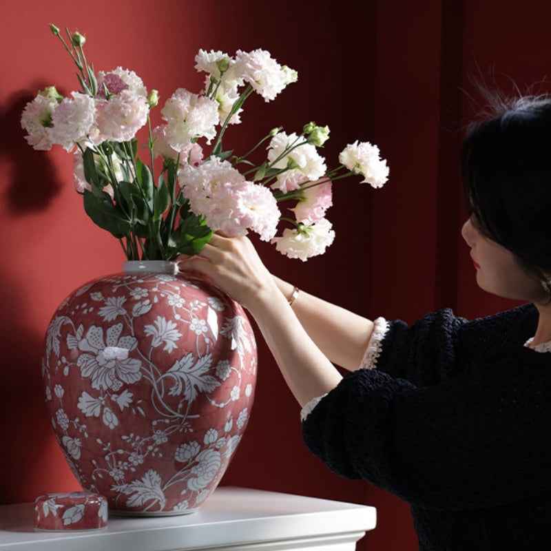 Mantingfang Hongdai Yu Meiren Red Poppy Ceramic Vase – Small or Large