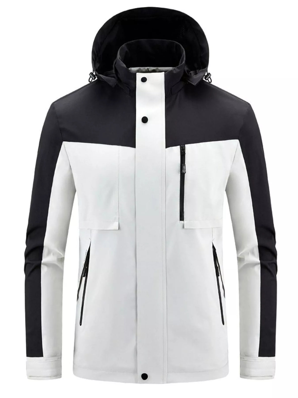 Men's Plus Size Two-Tone Hooded Outdoor Jacket