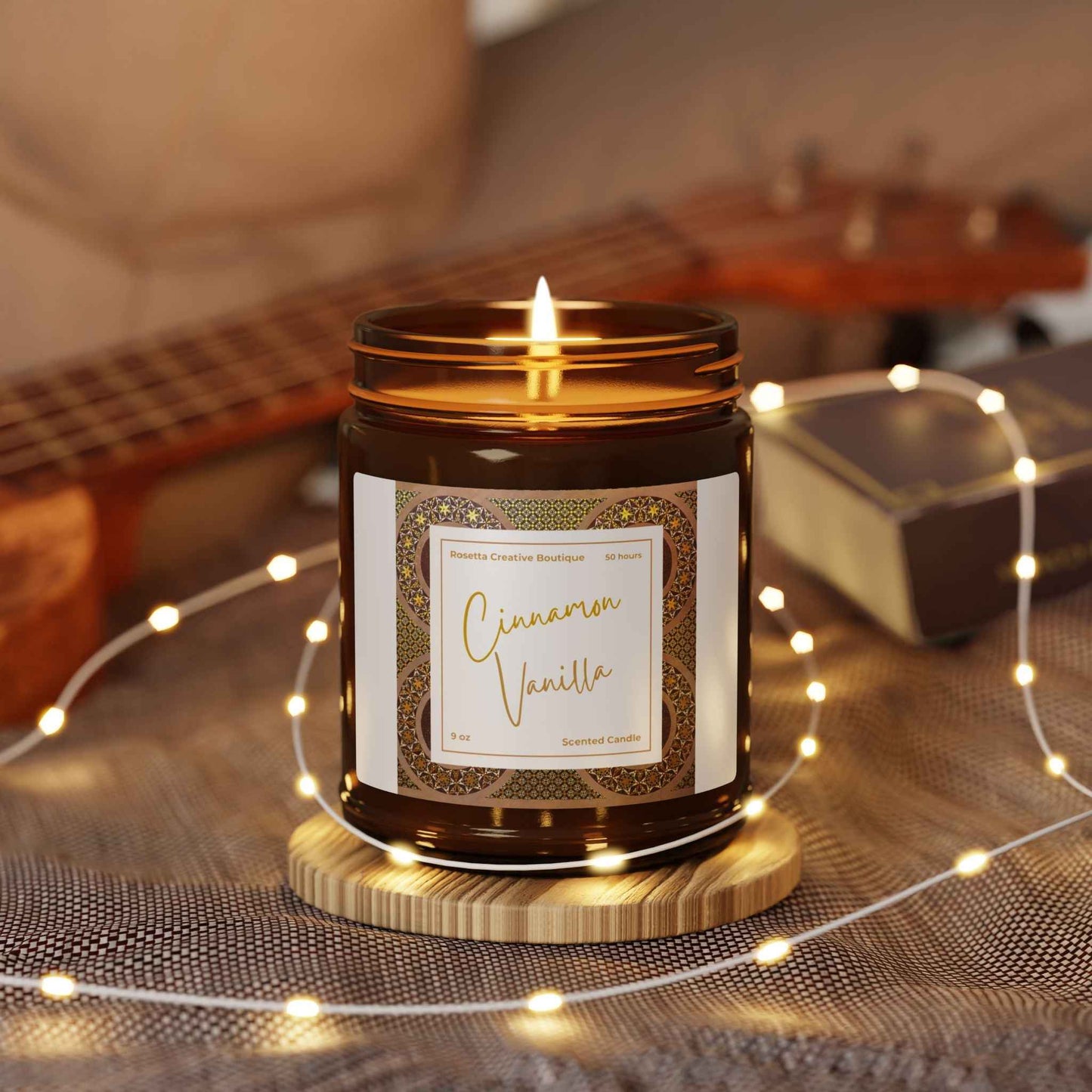 Cinnamon Vanilla Soy Candle – Hand-Poured Cozy Amber Jar