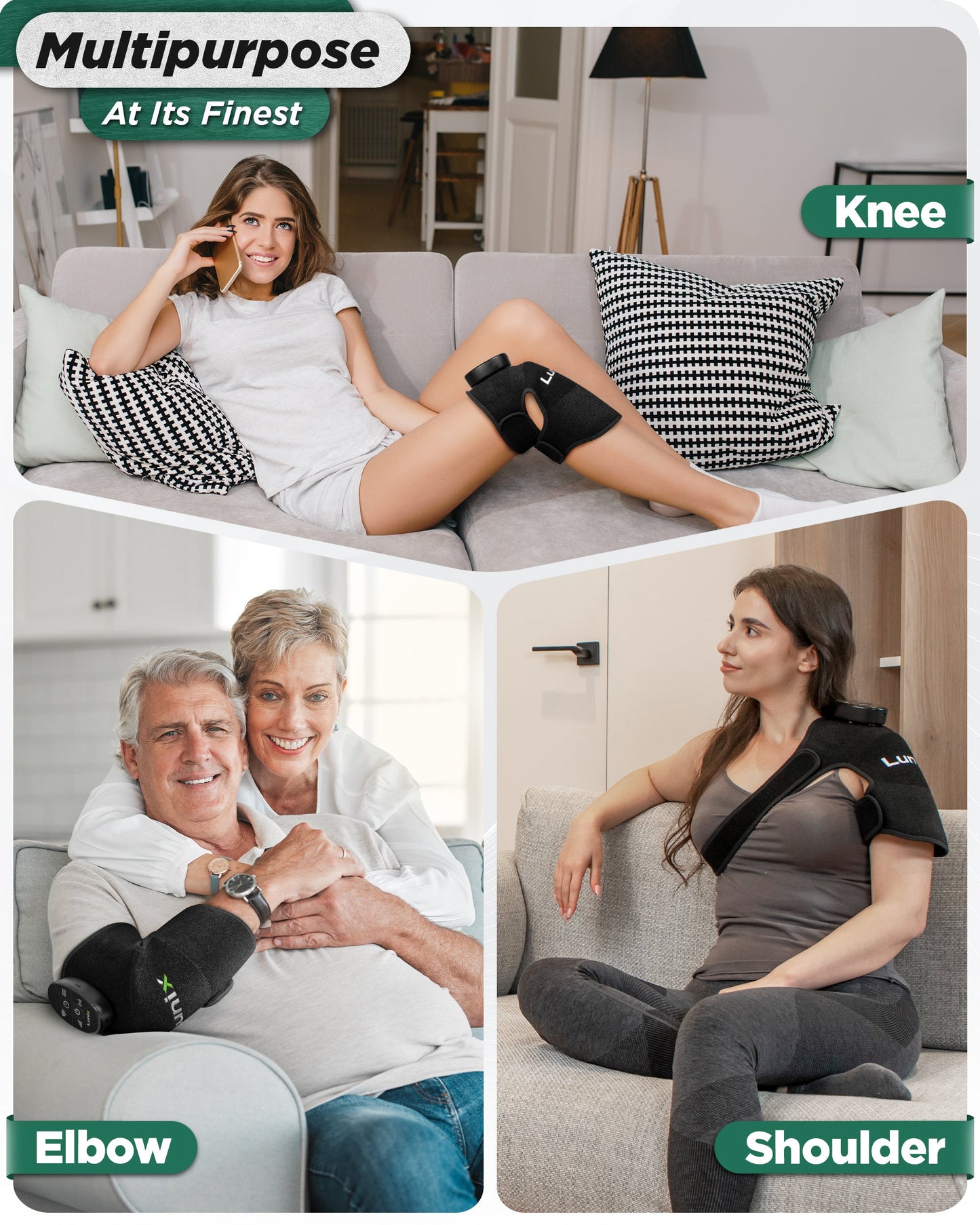 LX19 Red Light Therapy for Knee, Elbow and Shoulder, Charcoal Black