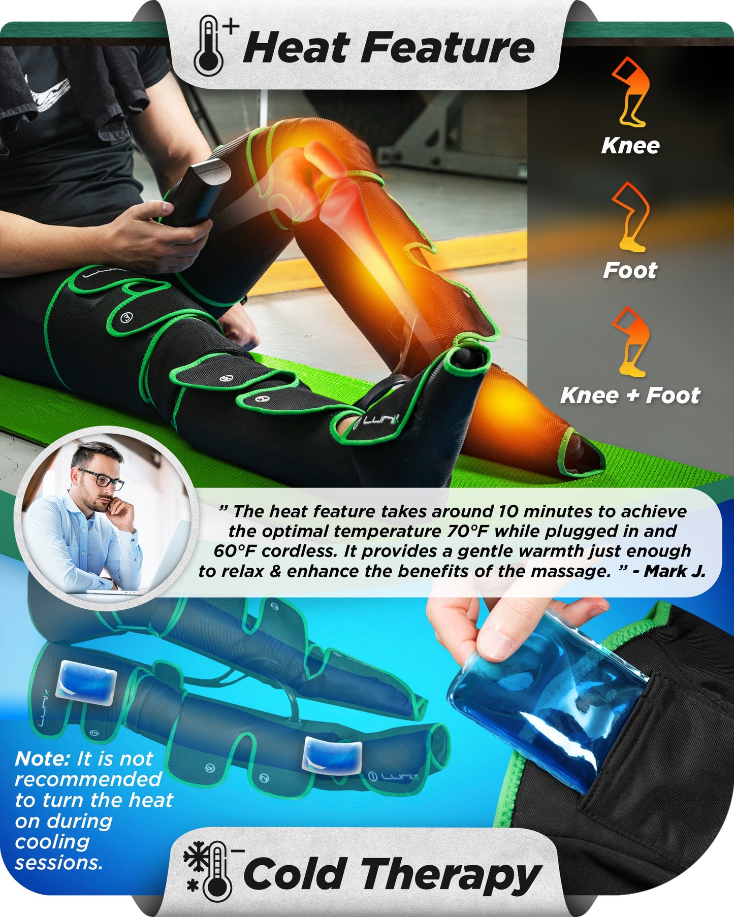 LX10 Full Leg Compression Massager Upgraded, Forest Green