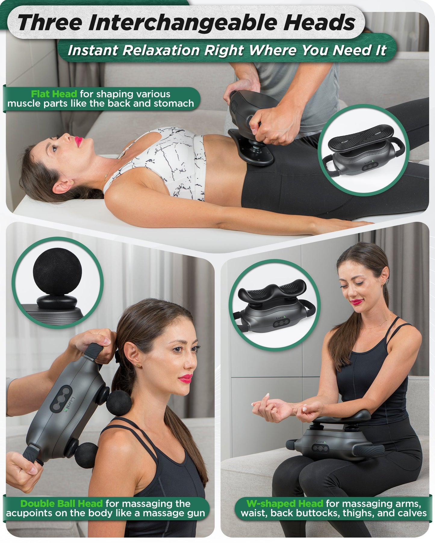 LX26 2 Head Deep Tissue Massager, Charcoal Black