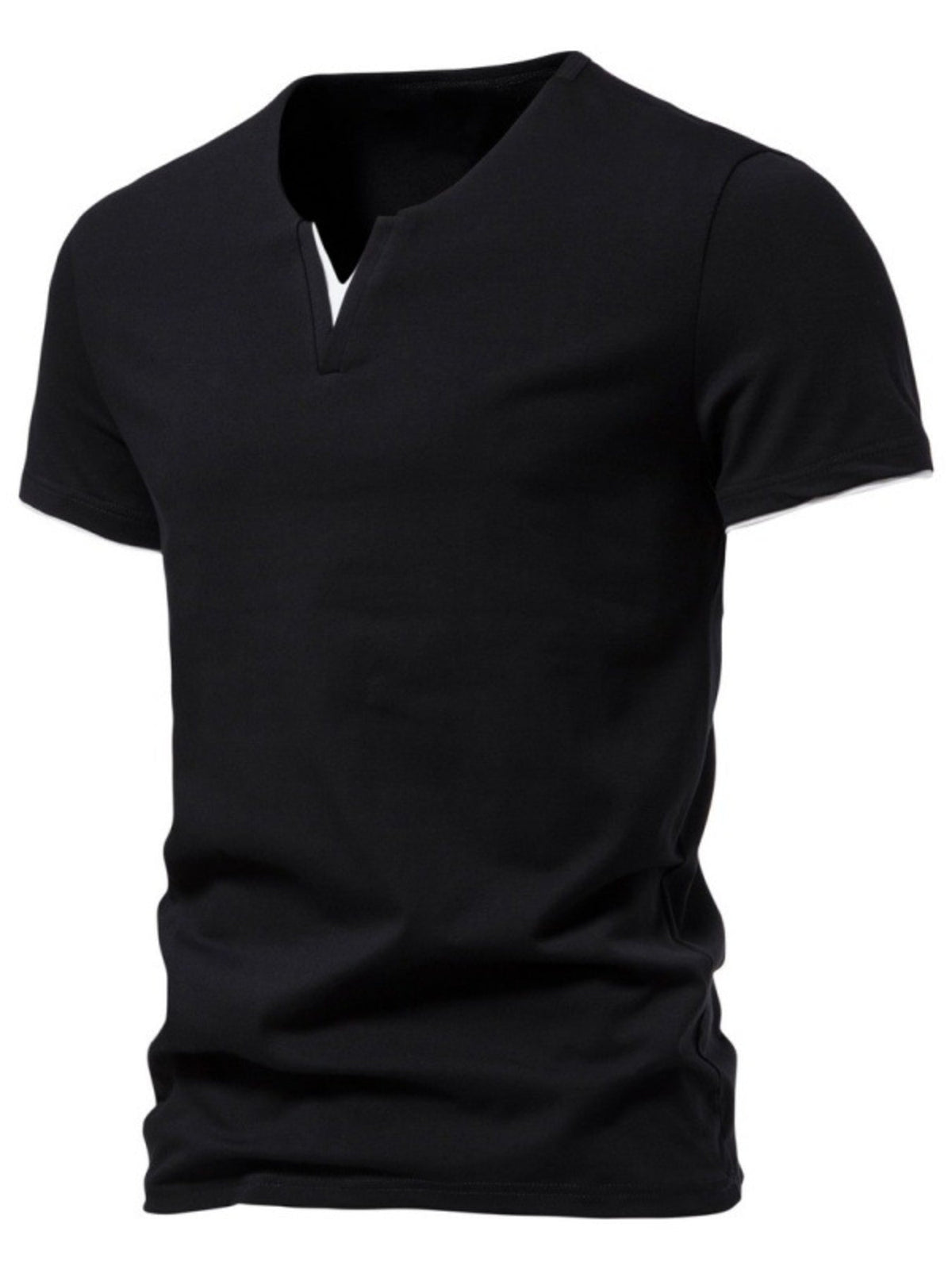 Men's Plus Size Slim Fit Notched Casual T-Shirt