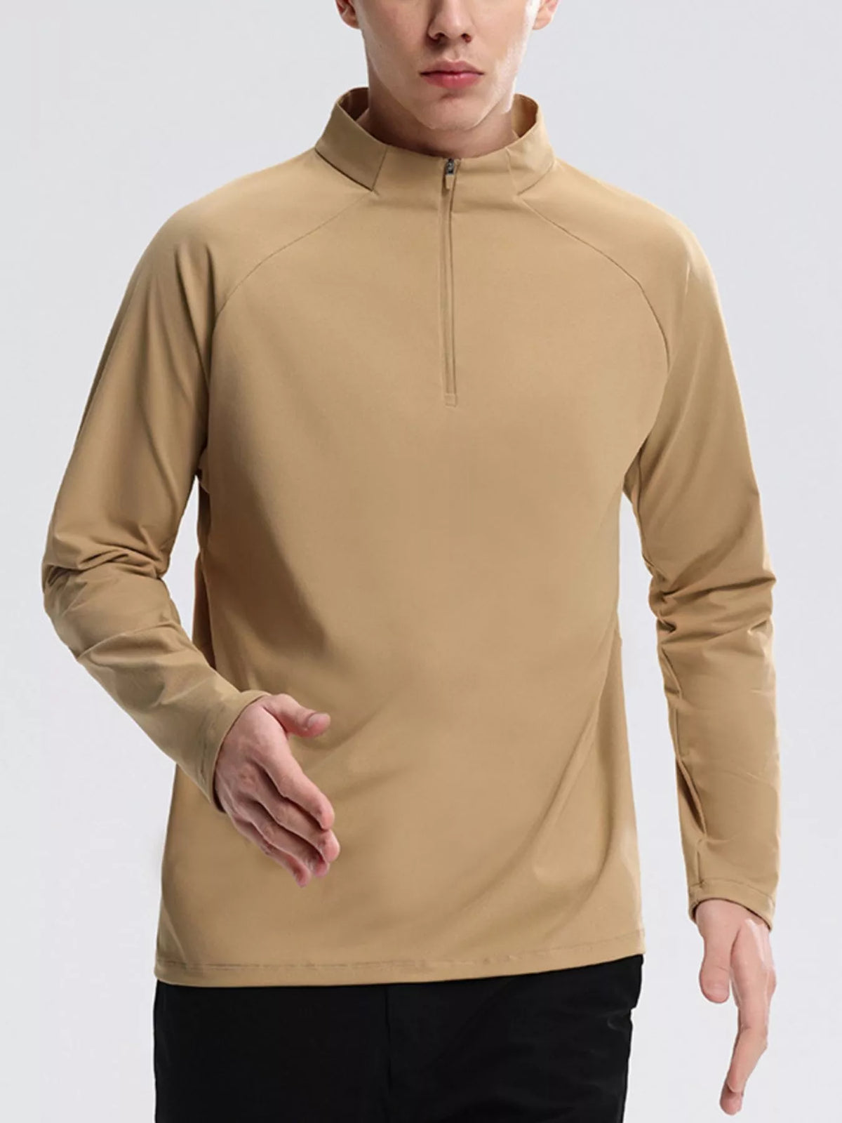 Men's Plus Size Half-Zip Long Sleeve Sweatshirt