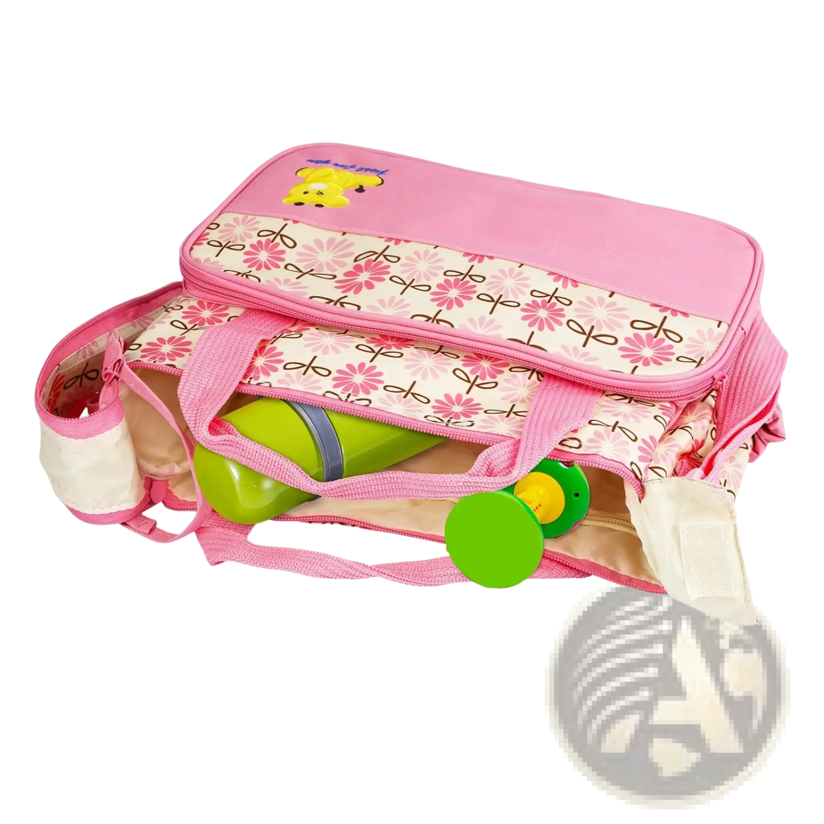 5-piece Floral Water-resistant Baby Diaper Bag Travel Set