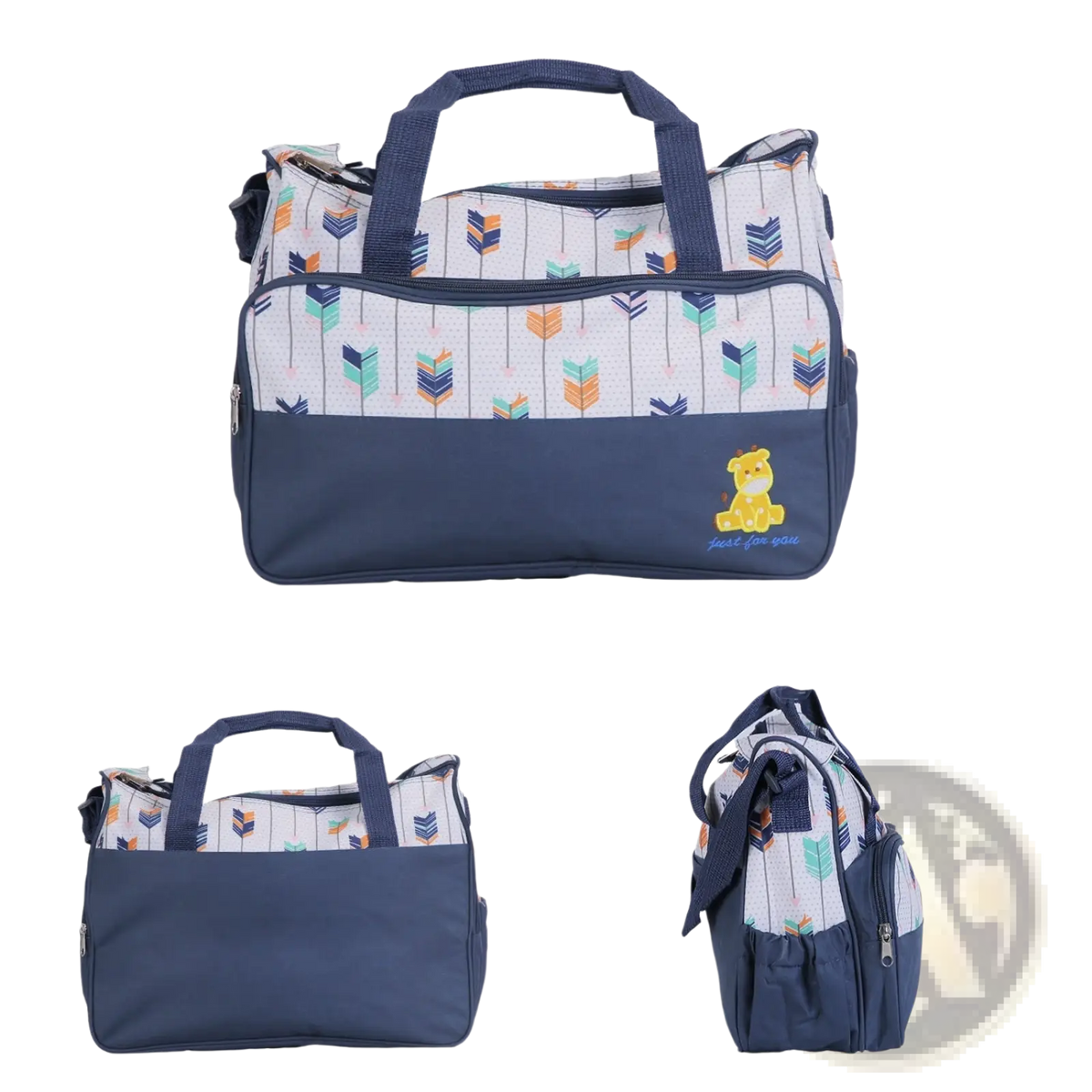 5 Piece Patterned Baby Diaper Bag Set with Travel Accessories